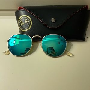 Blue Ray-ban Round Flash Glasses